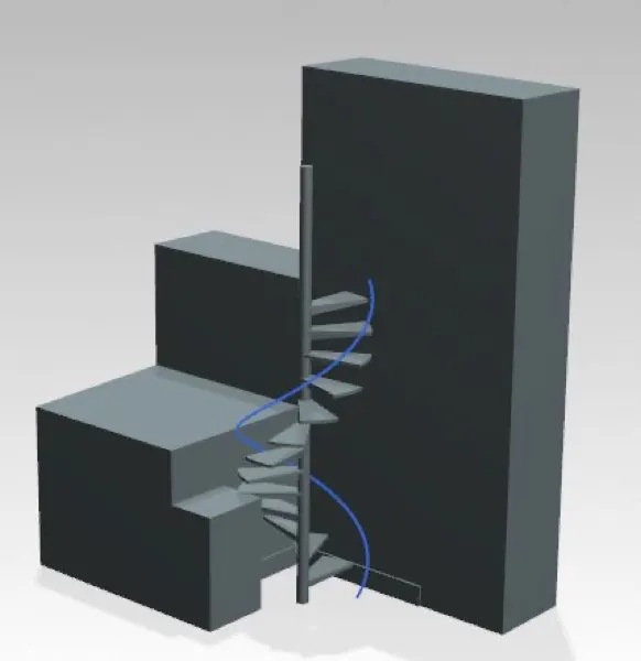 Modelo 3D de una escalera de caracol preparado antes de su fabricación